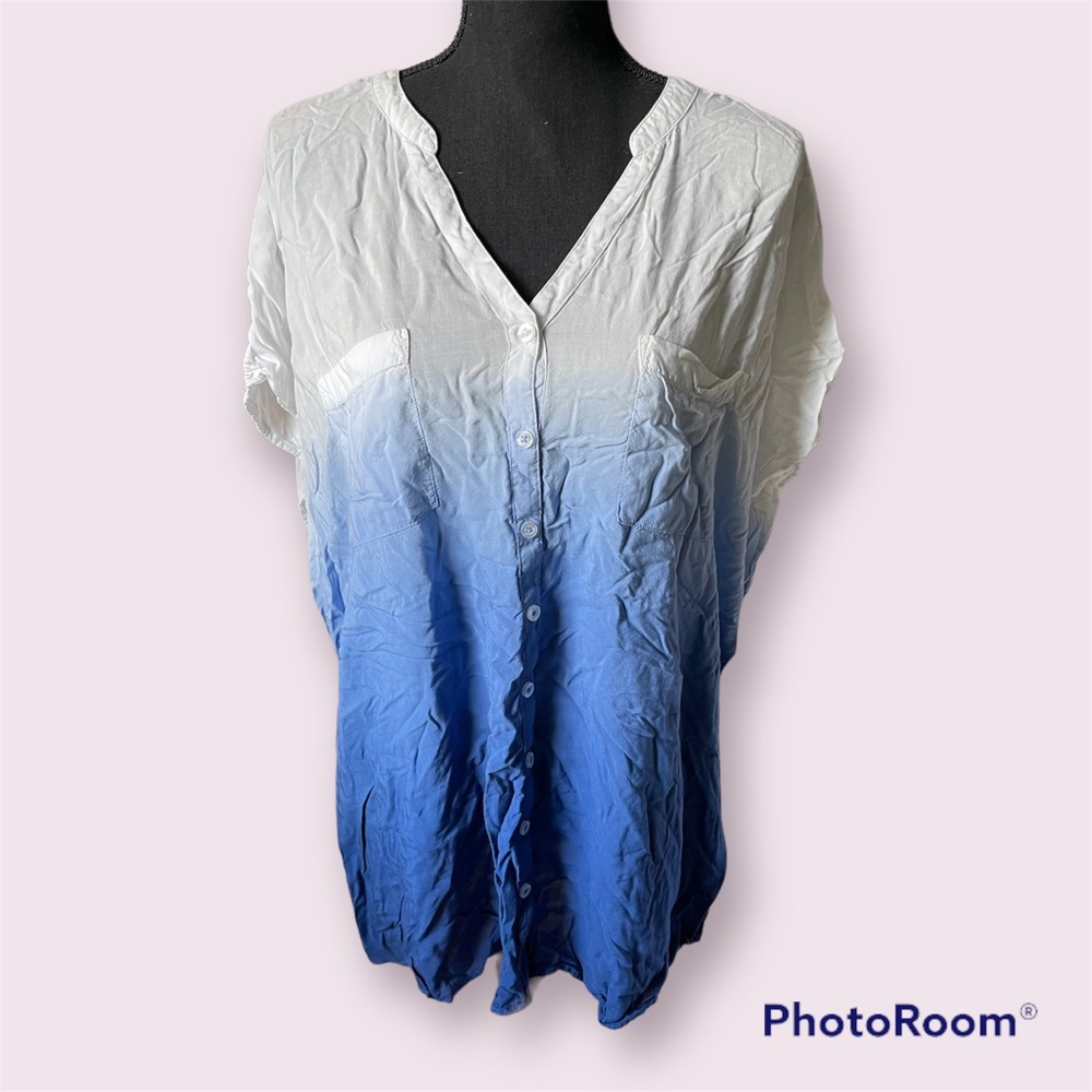 Blue/White Torrid Blouse